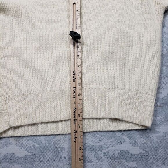 Vintage Claude Vernet Sweater Womens Medium Biege Lambswool Pearl Long Sleeve - Picture 8 of 9